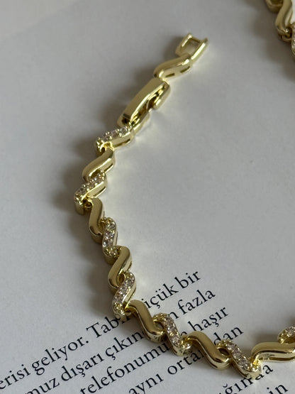 Gold Rengi Dalga model Kadın Bileklik