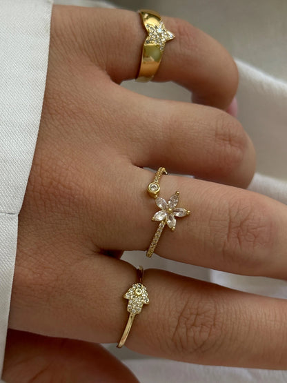 Gold Rengi Zirkon Taşlı Fatimanın Eli Model Kadın Yüzük