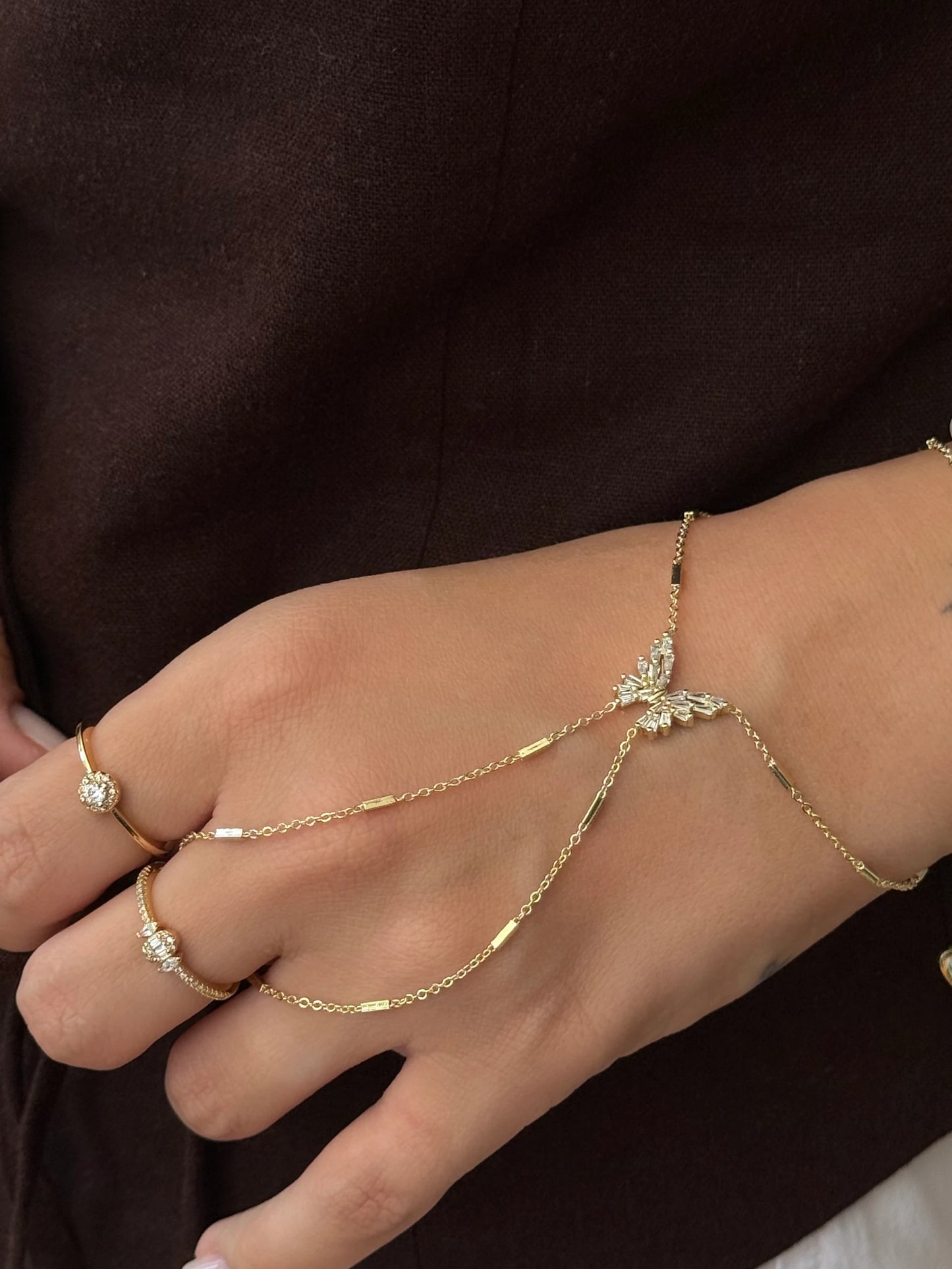 Gold Rengi Taşlı Kelebek Model Kadın Şahmeran