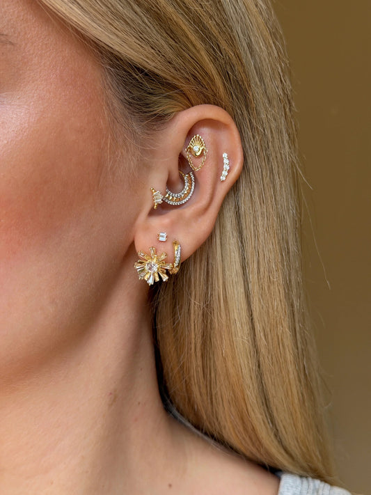 Gold Rengi 925 Ayar Gümüş Piercing