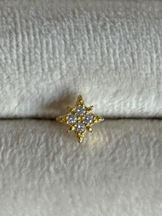 Gold Rengi 925 Ayar Gümüş Piercing