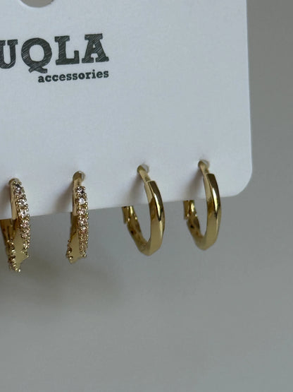 Gold Rengi Burgu Halka Set Küpe