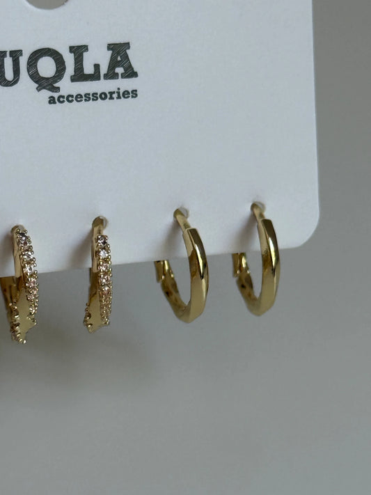 Gold Rengi Burgu Halka Set Küpe