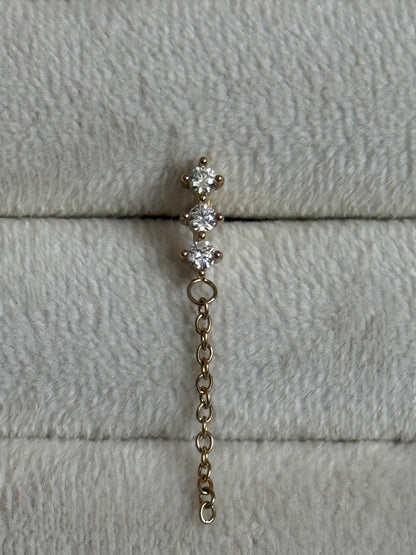 Gold Rengi Taşlı Sallantılı Çelik Piercing