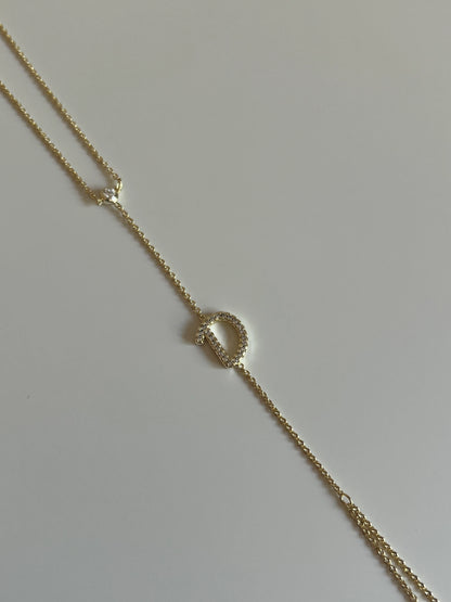 Gold Rengi Zirkon Taşlı Harf Kadın Şahmeran