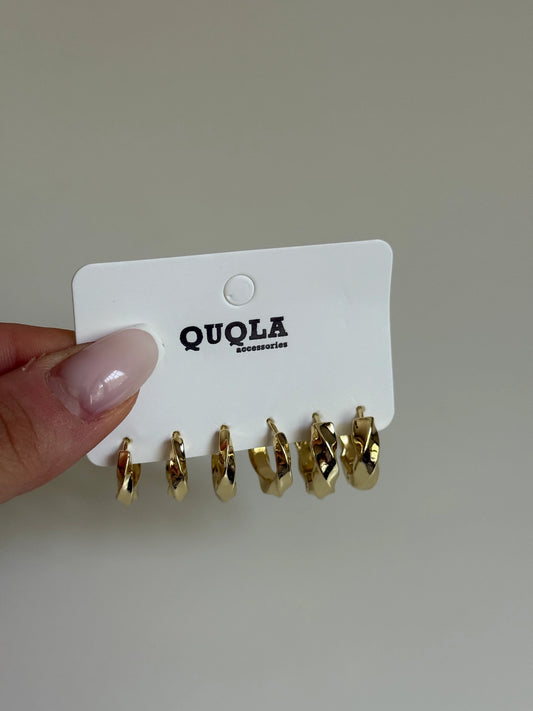 Gold Rengi Burgu Halka Model Set Küpe