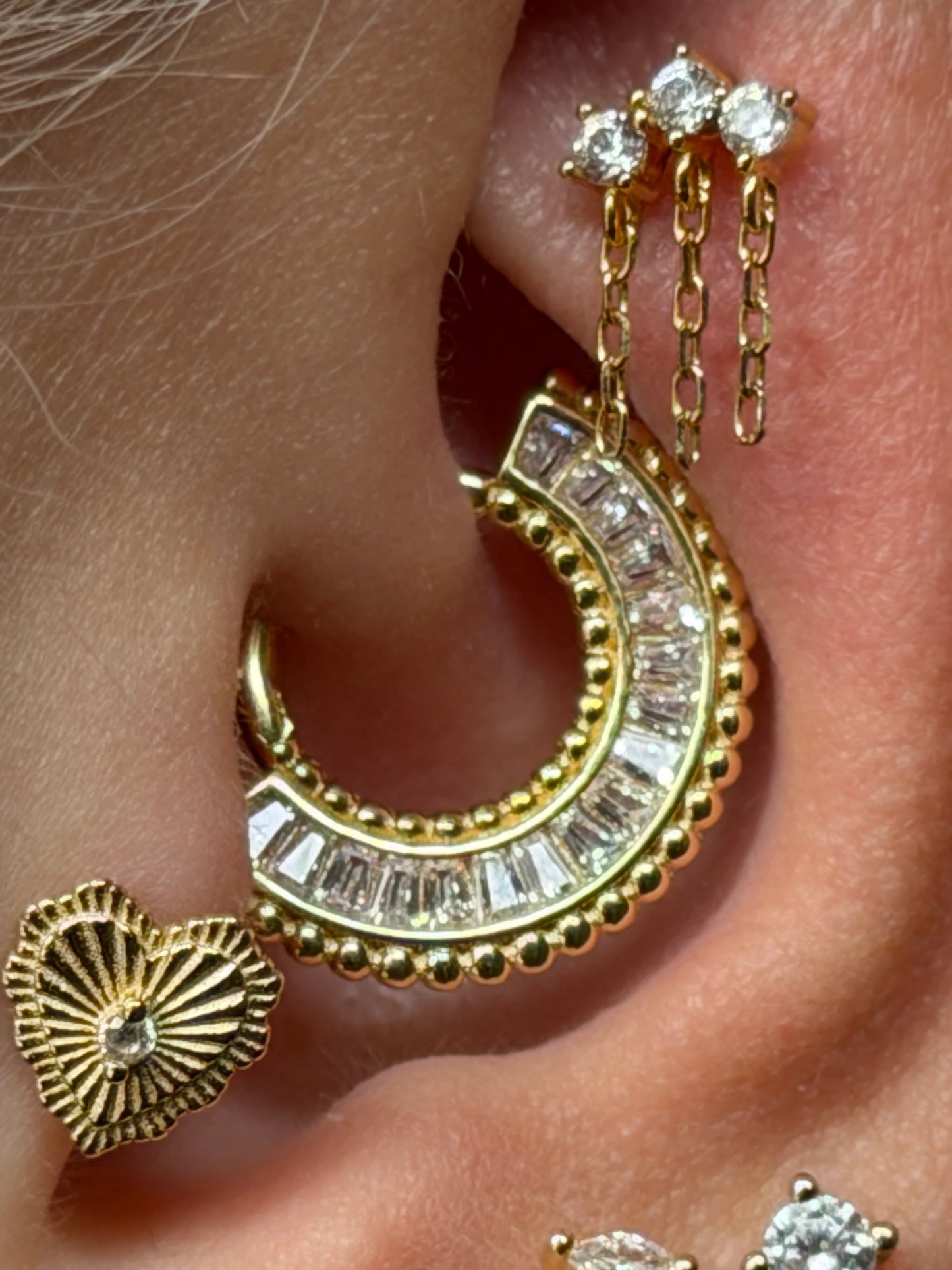 Gold Rengi 925 Ayar Gümüş Daith Piercing