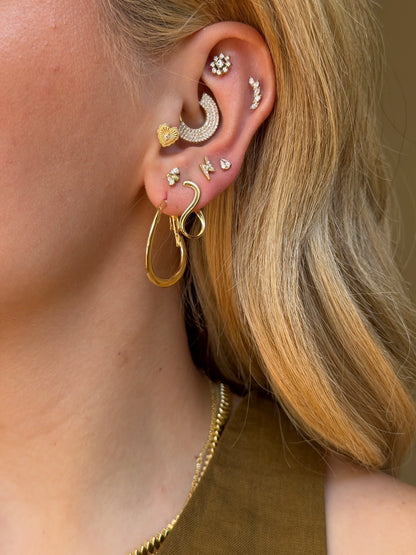 Gold Rengi Beş Taşlı Çelik Piercing