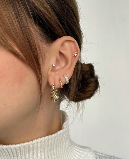Zirkon Taşlı Gold Rengi Piercing