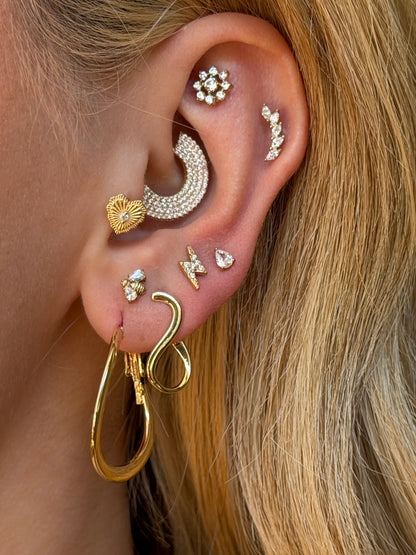 Gold Rengi Beş Taşlı Çelik Piercing
