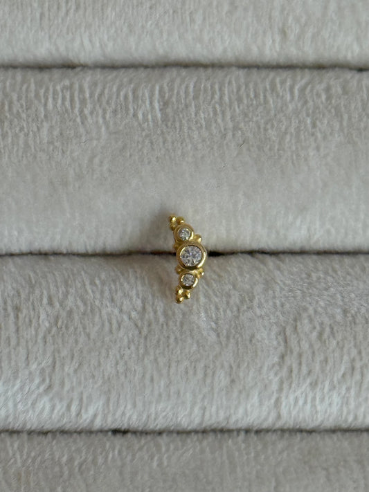 Gold Rengi 925 Ayar Gümüş Piercing